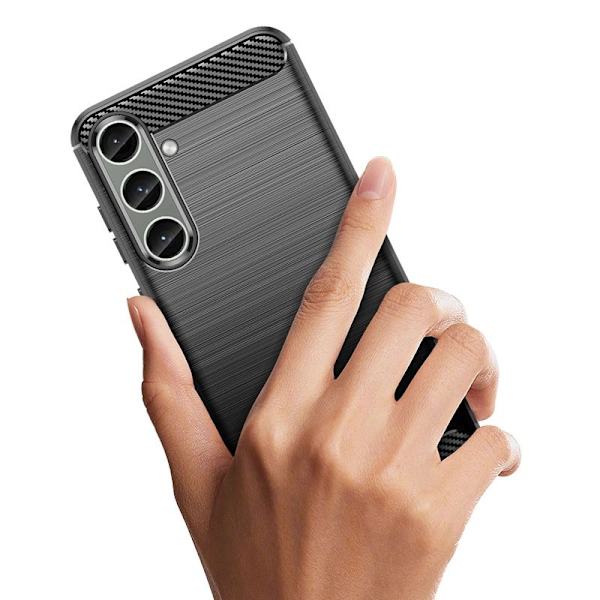 Veske til Carbon Case Samsung Galaxy S24+ fleksibelt silikon karbon skall - svart