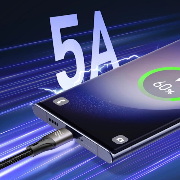 Joyroom Light-Speed ​​​​Series SA25-CC5 100 W USB-C / USB-C-kabel 1,2 m - svart