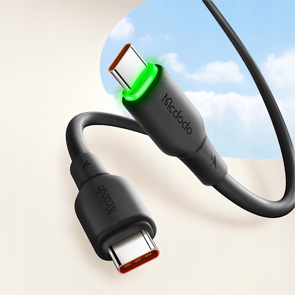 MCDODO USB-C SNABBLADDNINGSKABEL FÖR SAMSUNG APPLE USB TYP C 65W 1M LED SVART