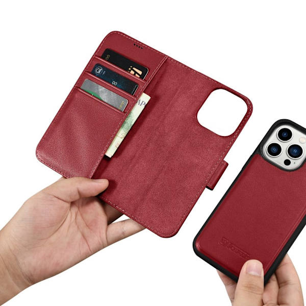 ICARER CASE CASE LÆDERCOVER TIL IPHONE 14 PRO RED