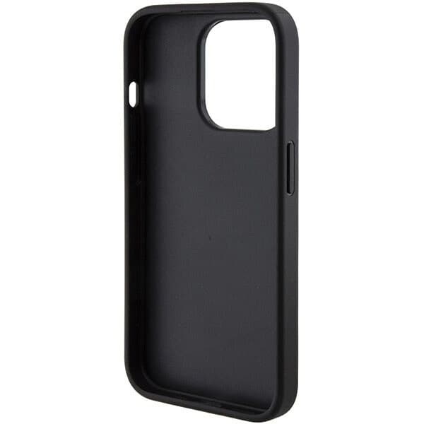 Guess Grip Stand 4G Triangle Strass-deksel til iPhone 15 Pro - Svart