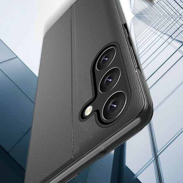 ECO LÆDER VIEW CASE TIL SAMSUNG GALAXY A54 5G MED FLIP STAND, SORT
