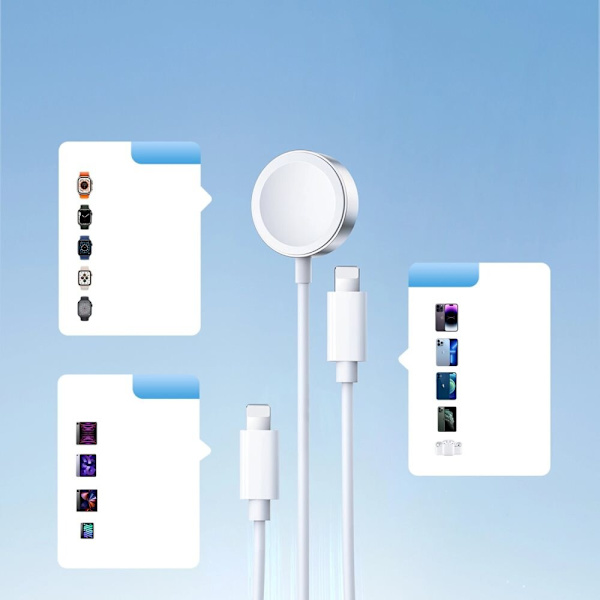 Joyroom S-IW007 3-i-1 kabel USB-A magnetisk lader - Lightning 1,2m - hvit