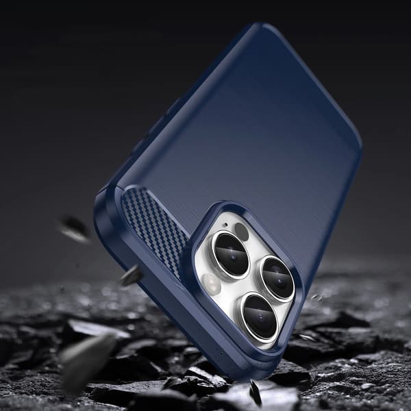 CARBON CASE SILIKONE ETUI TIL IPHONE 16 PRO MAX - BLÅ