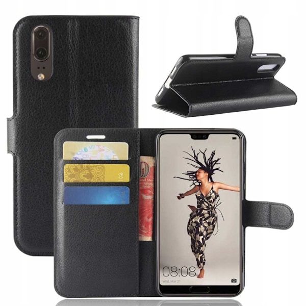 Litchi-Fodral För Huawei P20 Svart Telefonskydd