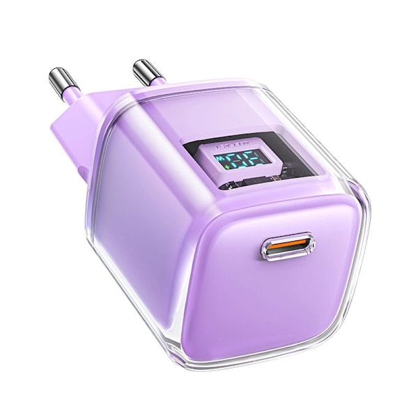 Acefast A53 PD 30W GaN USB-C-lader med skjerm - Lilla