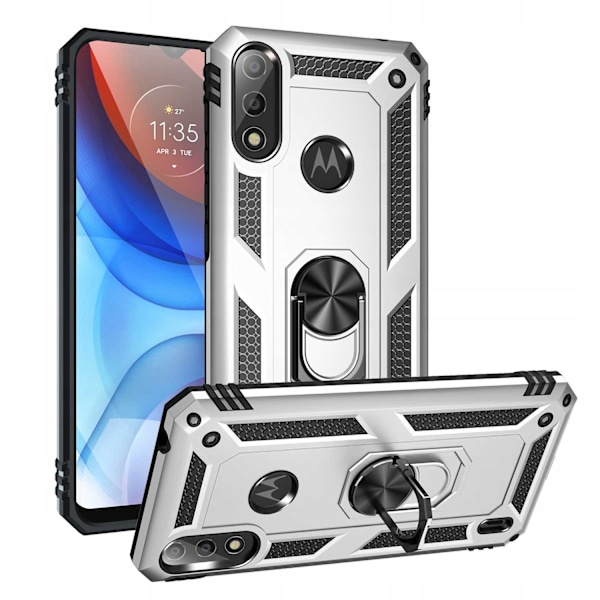 Spacecase Case Cover Till Motorola E7 E7I Power Silver Ring Nx