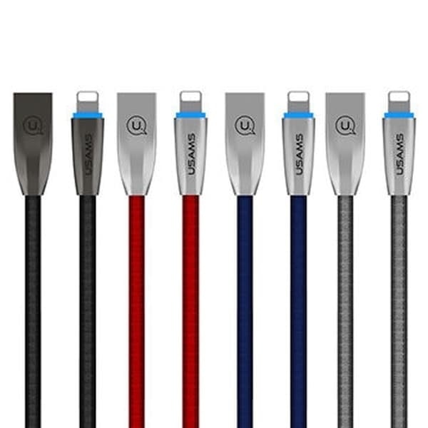 USAMS U-Light Lightning flätad kabel blå/blå 1,2 m IPZSUSB03 (US-SJ182)