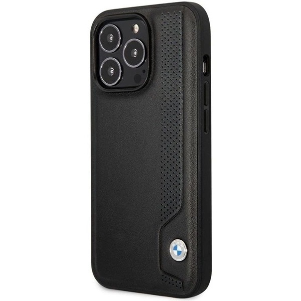 BMW LÆDER BLUE DOTS ETUI TIL IPHONE 14 PRO - SORT