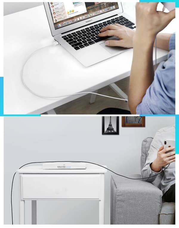 Ugrønn USB-kabel - Lightning MFI 1m 2.4A hvit (20728)