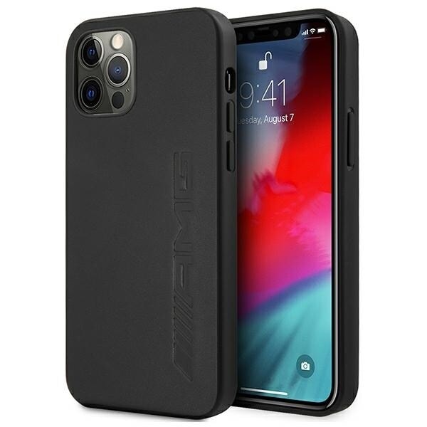 AMG LÆDER HOT STAMPED ETUI TIL IPHONE 12 PRO MAX - SORT