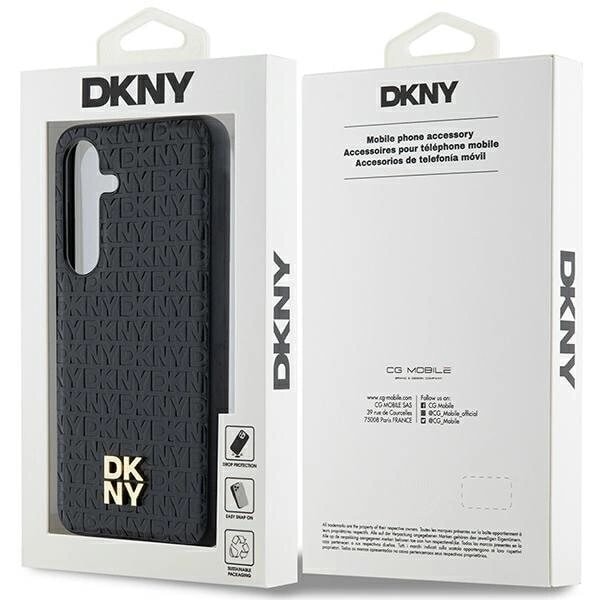 DKNY skinnmønster metalllogo MagSafe-deksel til Samsung Galaxy S24 - Svart