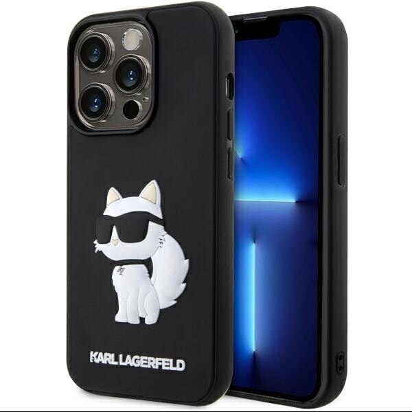Karl Lagerfeld KLHCP14L3DRKHNK deksel til iPhone 14 Pro - svart Gummi Choupette 3D