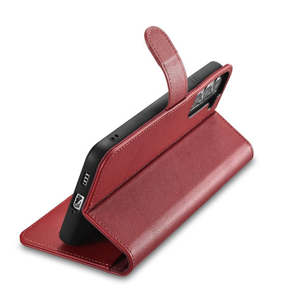 ICARER CASE CASE LÆDERCOVER TIL SAMSUNG GALAXY S22+ RØD