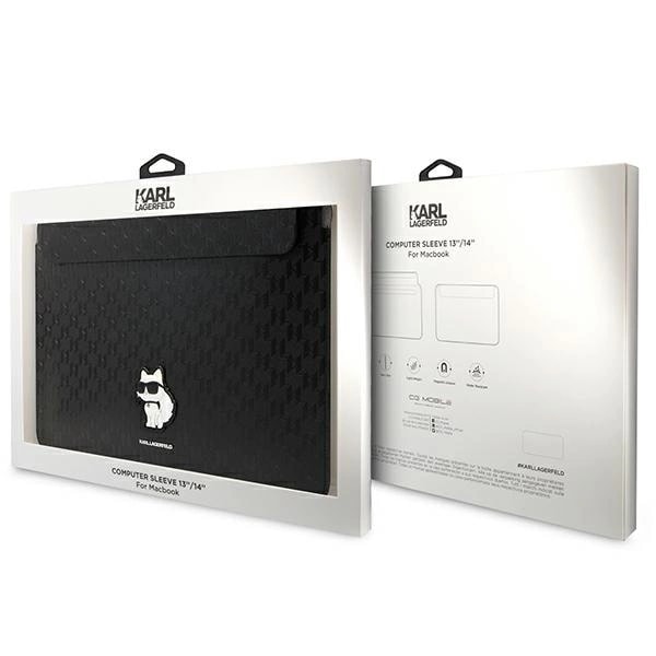 KARL LAGERFELD SAFFIANO MONOGRAM CHOUPETTE ETUI TIL EN 14" BÆRBAR COMPUTER - SORT