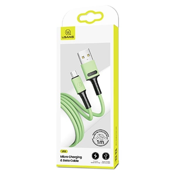 USAMS-kabel U52 microUSB 2A snabbladdning 1m grön/grön SJ435USB02 (US-SJ435)