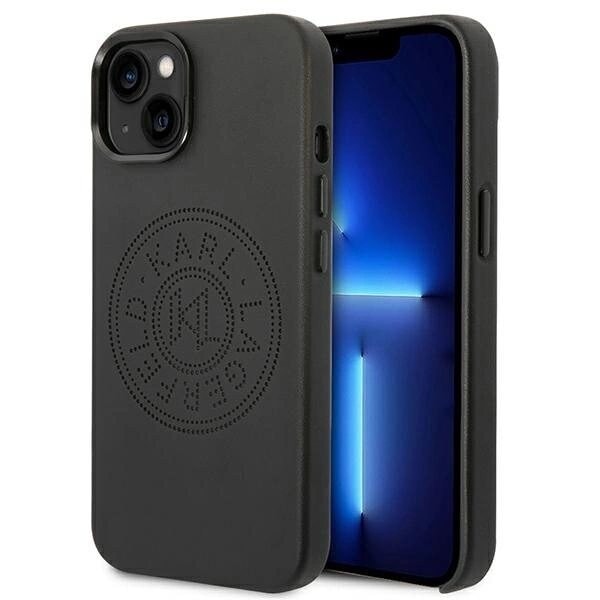 Karl Lagerfeld KLHCP14MFWHK fodral för iPhone 14 Plus hårdfodral - svart Läder Perforerad logotyp