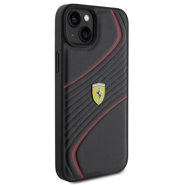 FERRARI TWIST METAL LOGO COVER TIL IPHONE 15 PLUS - SORT