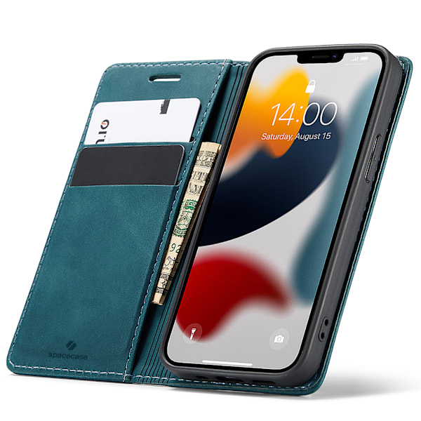 Spacecase Pålbocksväska För Iphone 13 Mini Blått Läderfodral