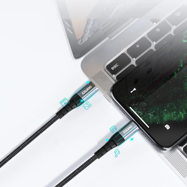 Choetech IP0041 USB-C / Lightning MFi 480Mb/s 3A 2 m kabel - svart