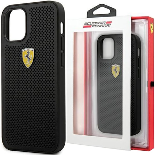 Ferrari FESPEHCP12LBK iPhone 12 Pro Max 6.7 svart/svart hardt deksel med spor perforert