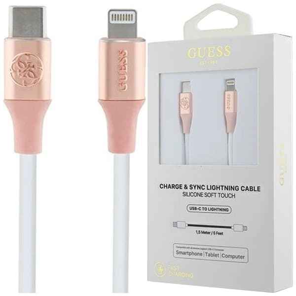 Guess Ebossed Logo USB-C / Lightning-kabel 1,5 m hurtiglading - rosa