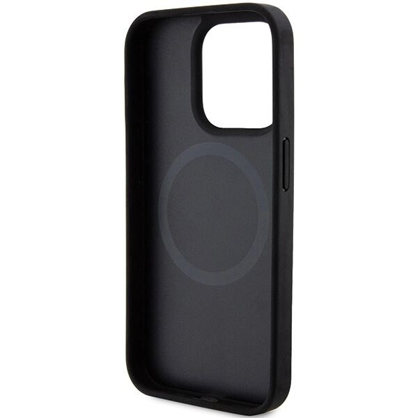 DKNY Skinntrykt mønstret metalllogo MagSafe-deksel til iPhone 15 Pro - Svart