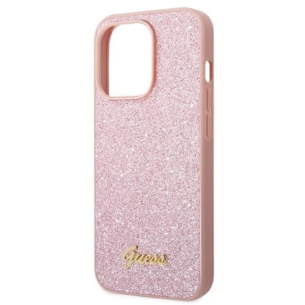 Guess GUHCP14XHGGSHP iPhone 14 Pro Max 6.7 rosa/rosa hardt deksel Glitter Script
