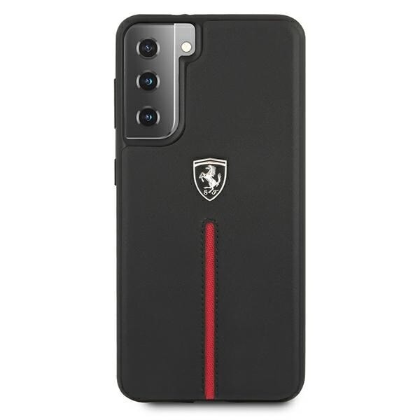 FERRARI OFF TRACK LÆDER NYLON STRIPE COVER TIL SAMSUNG GALAXY S21 - SORT