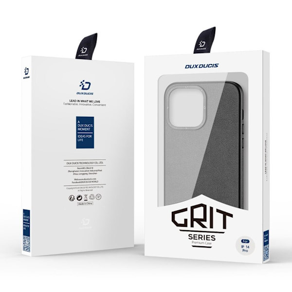 Dux Ducis Grit Lærveske til iPhone 14 Pro Elegant deksel i kunstskinn (MagSafe-kompatibel) Svart
