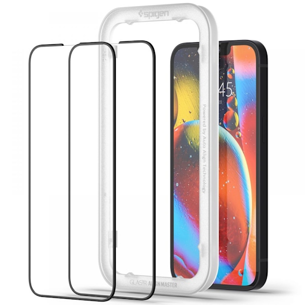 HÆRDET GLAS SPIGEN ALM GLASS FC 2-PACK IPHONE 13 / 13 PRO / 14 SORT