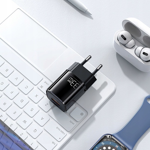 USB/USB-C lader, hurtig, nano, GaN 33W PD, rosa, McDodo