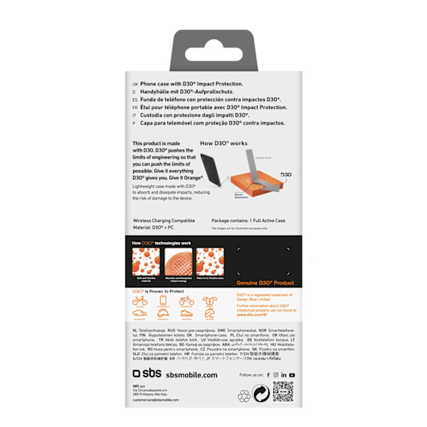 SBS FULL ACTIVE D3O COVER TIL IPHONE 16 - SORT