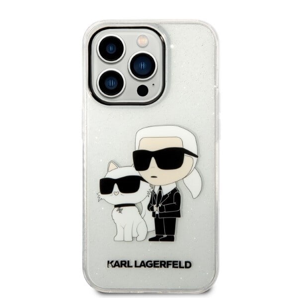 Karl Lagerfeld KLHCP14XHNKCTGT iPhone 14 Pro Max 6.7 gjennomsiktig hardt deksel Gliter Karl&Choupette