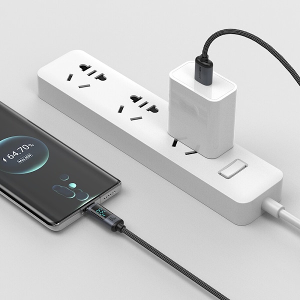 USB C - USB A-kabel 66W 1,2m med LED-skjerm Joyroom S-AC066A16 - svart