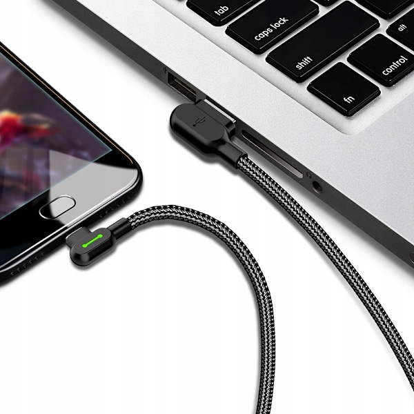 MCDODO 90° VINKELKABEL USB-C SNABBLADDNING DUBBELSIDIG USB TYP C LED 0,5M