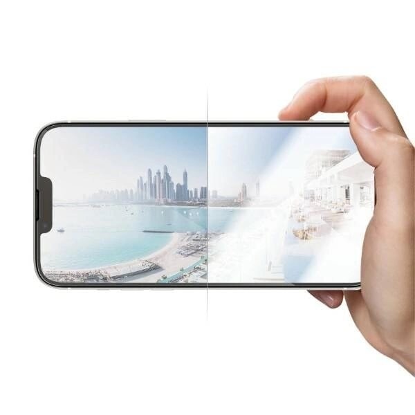 PanzerGlass Ultra-Wide Fit antibakterielt herdet glass med antirefleks og stativ for iPhone 14 Plus / 13 Pro Max