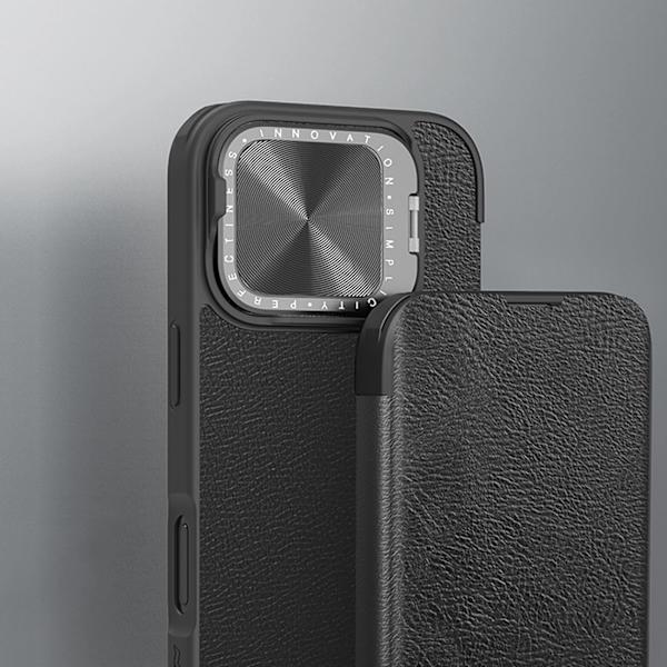 NILLKIN QIN PROP LÆDERETUI MED KAMERACOVER OG STATIV TIL IPHONE 16 PRO MAX - SORT