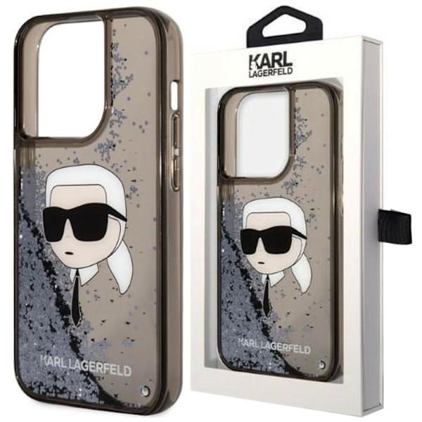 KARL LAGERFELD GLITTER KARL'S HEAD ETUI TIL IPHONE 14 PRO MAX - SORT