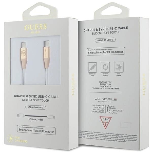 Guess Ebossed Logo USB-C / USB-C-kabel 1,5 m hurtiglading - gull