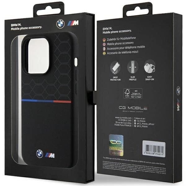 BMW M SILICONE PATTERN MAGSAFE ETUI TIL IPHONE 15 PRO - SORT