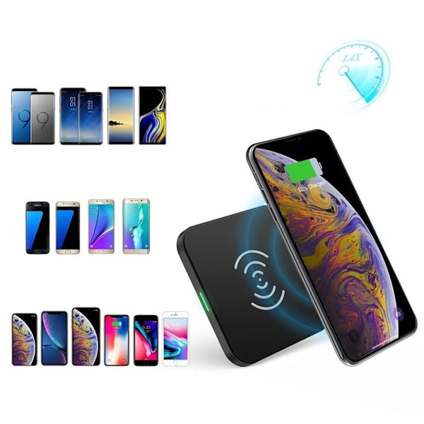 Choetech Qi 10W trådløs lader for telefon, hodetelefoner, svart (T511-S)