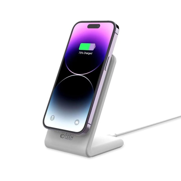 TECH-PROTECT QI15W-A23 MAGNETISK MAGSAFE TRÅDLØS OPLADER HVID