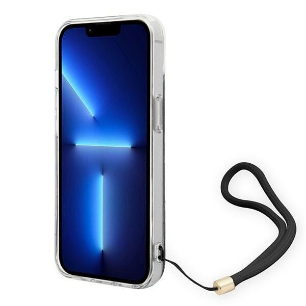 Guess GUOHCP14MH4STK iPhone 14 Plus 6.7 svart/svart hardt deksel 4G utskriftsstropp