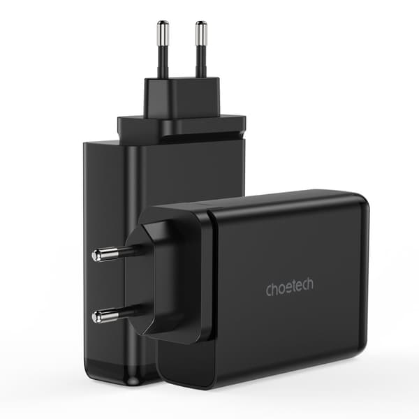 CHOETECH FAST NETVÆRK OPLADER GAN 140W 4 PORTE 2X USB C, 2X USB SORT