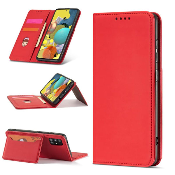 Magnetisk kortveske til Xiaomi Redmi Note 11 Pro kortlommebeskytter? rødt stativ