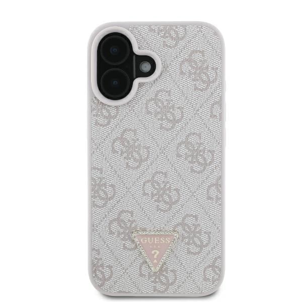 Guess GUHCP16SP4TDSCPP iPhone 16 6,1" rosa/rosa hårdfodral Läder Metall Logotyp Strass Crossbody