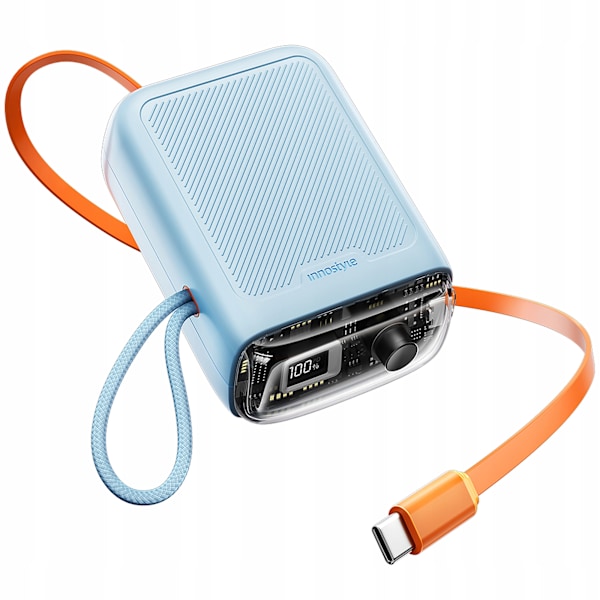 Innostyle Mini Powerbank 10000Mah 2X Usb-C Typ C 33W Expanderbar Usb-C-Kabel