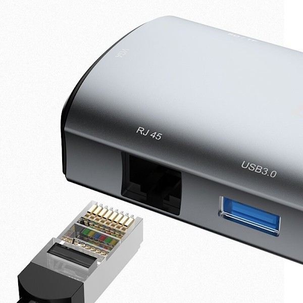 DUDAO 11IN1 MULTIFUNKTIONEL HUB USB C-USB C PD 60W/HDMI/3,5MM MINIJACK GRÅ