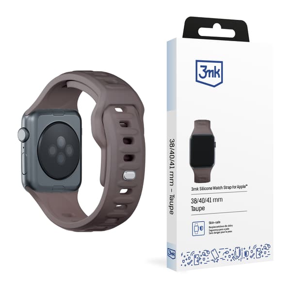 38/40/41 MM TAUPE - 3MK SILIKONE URREM TIL APPLE